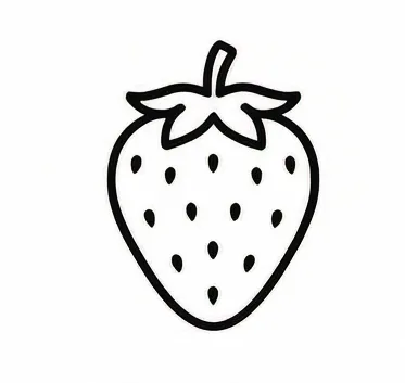 a strawberry with a black outline on it.webp